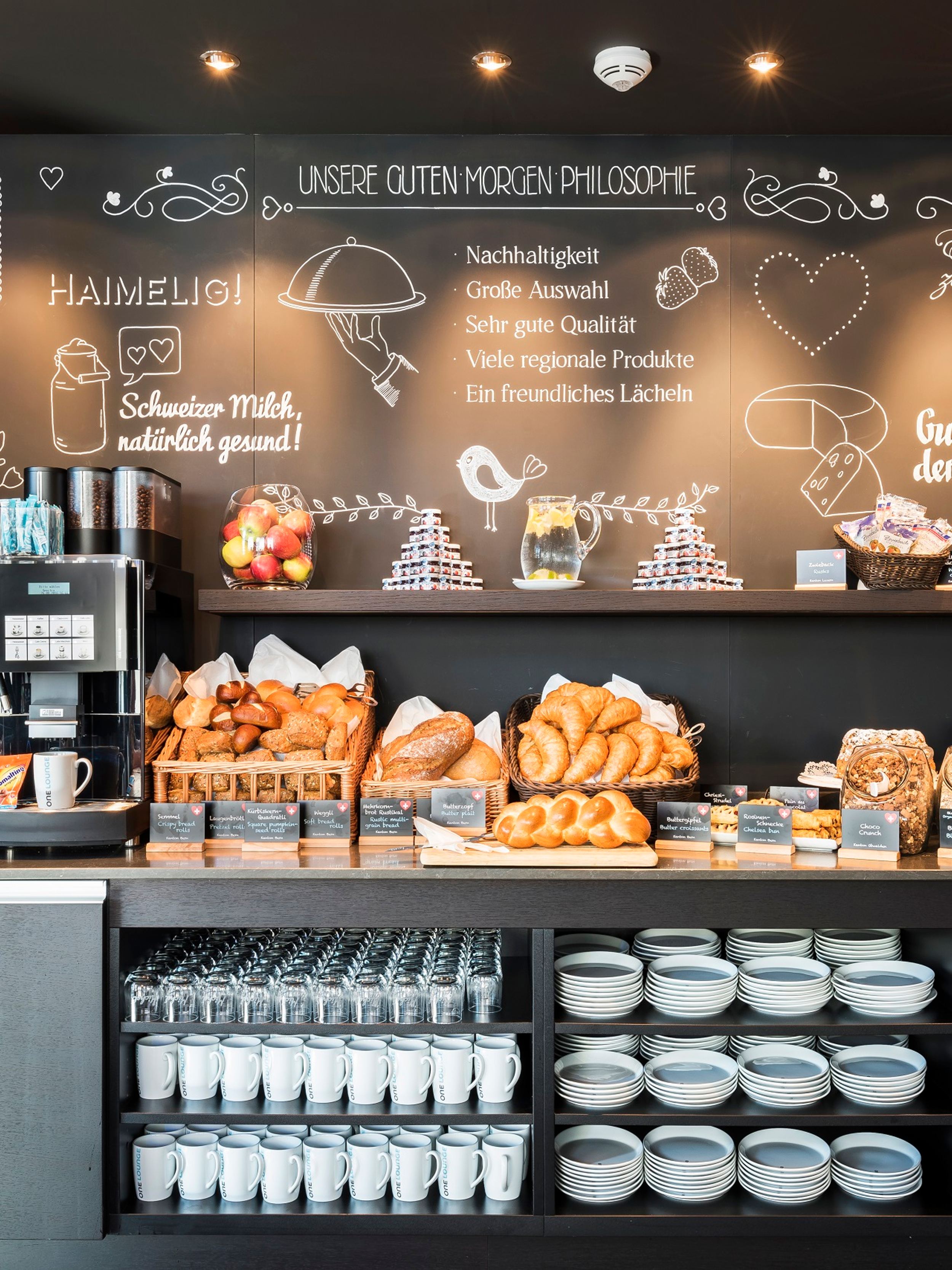 Designhotel Basel Motel One Frühstücksbuffet