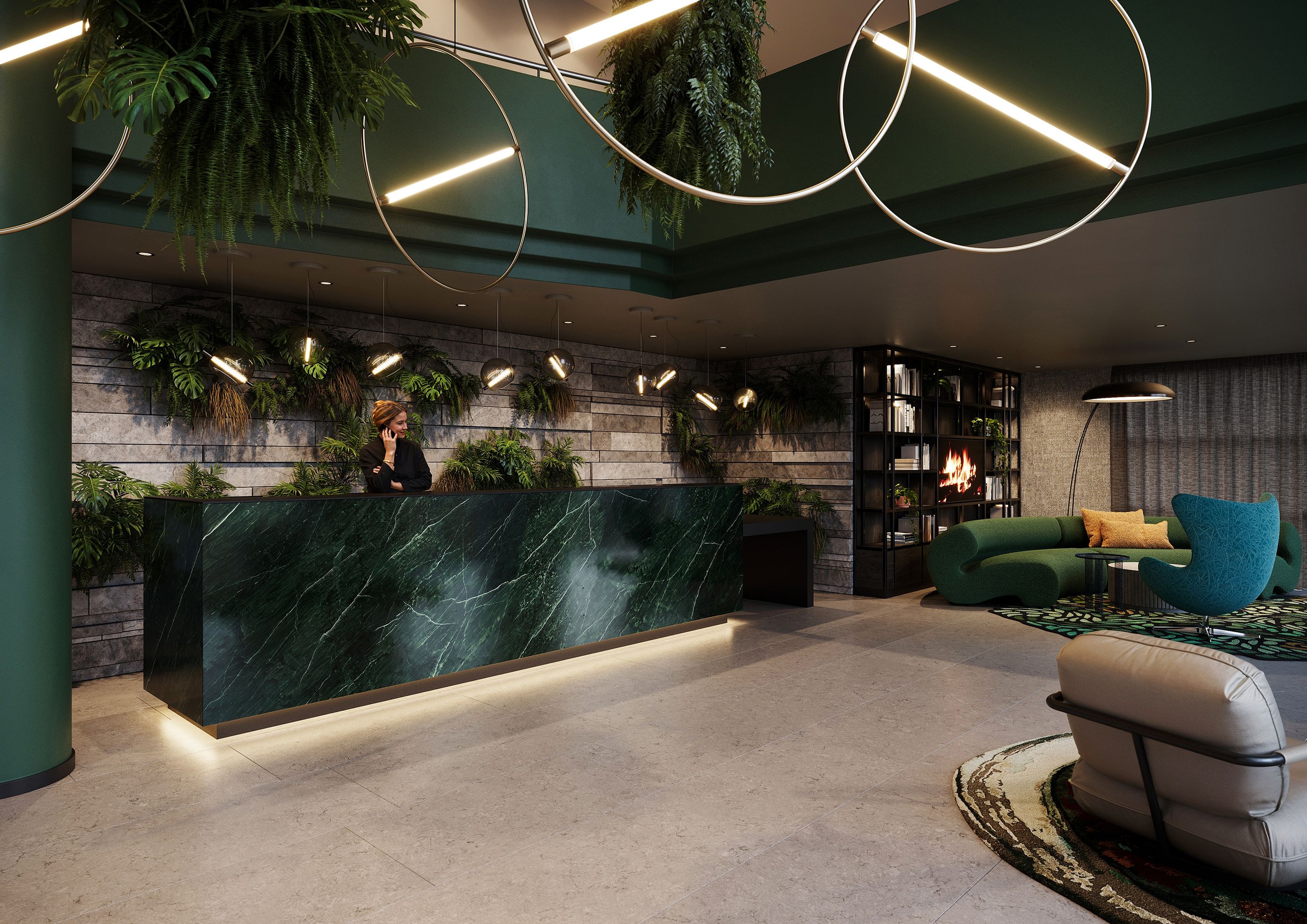 Hotel Frankfurt Hauptbahnhof Motel One Rendering Rezeption