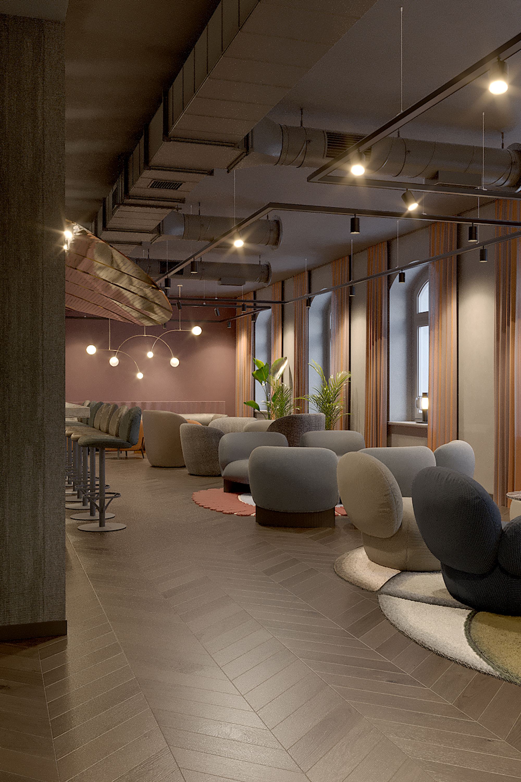 Hotel Frankfurt Metropolitan The Cloud One Rendering Lounge