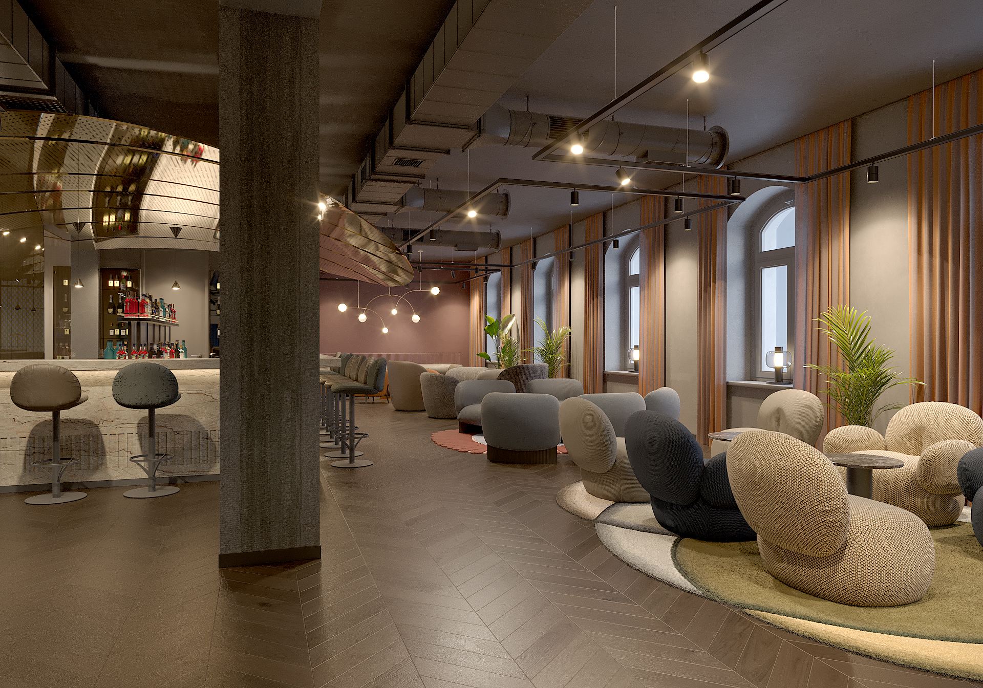 Hotel Frankfurt Metropolitan The Cloud One Rendering Lounge Hotel Frankfurt Metropolitan The Cloud One Rendering Lounge