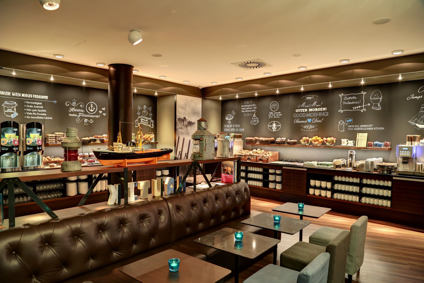 hotel Hamburg am Michel Motel One breakfast area with large buffet