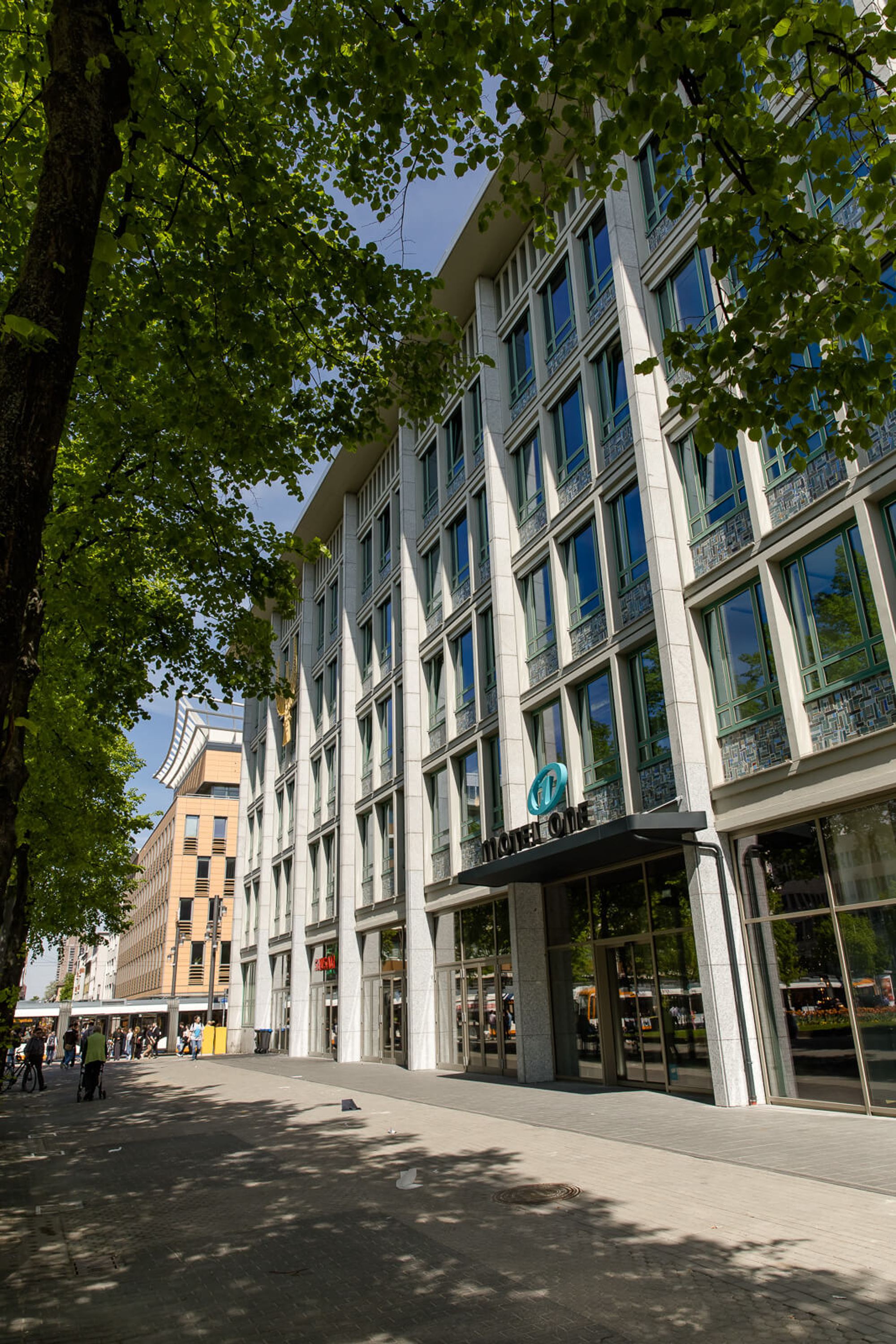 hotel Mannheim Motel One facade with logo