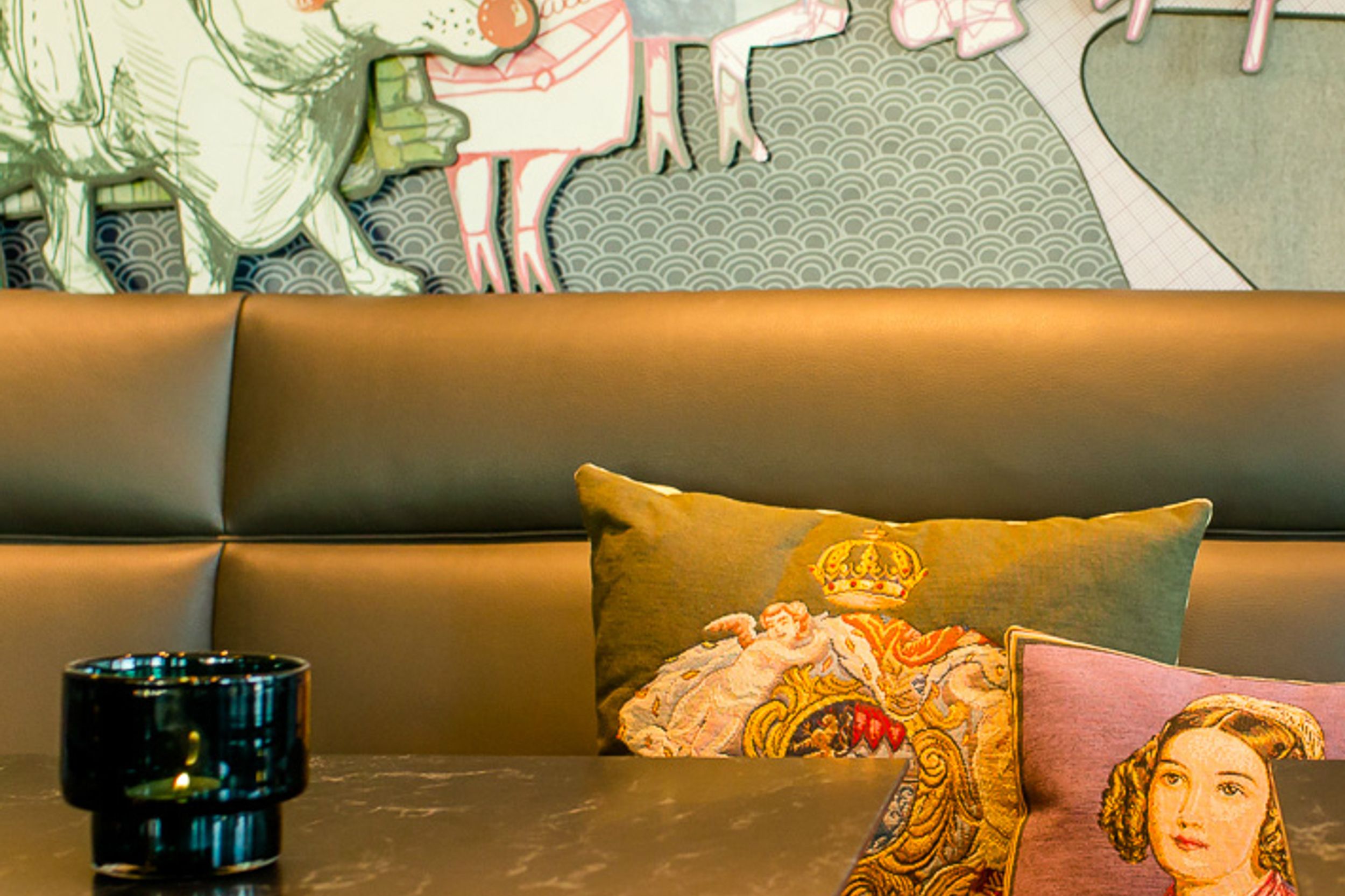designhotel Munich Trade Fair Motel One close-up of armchair and table