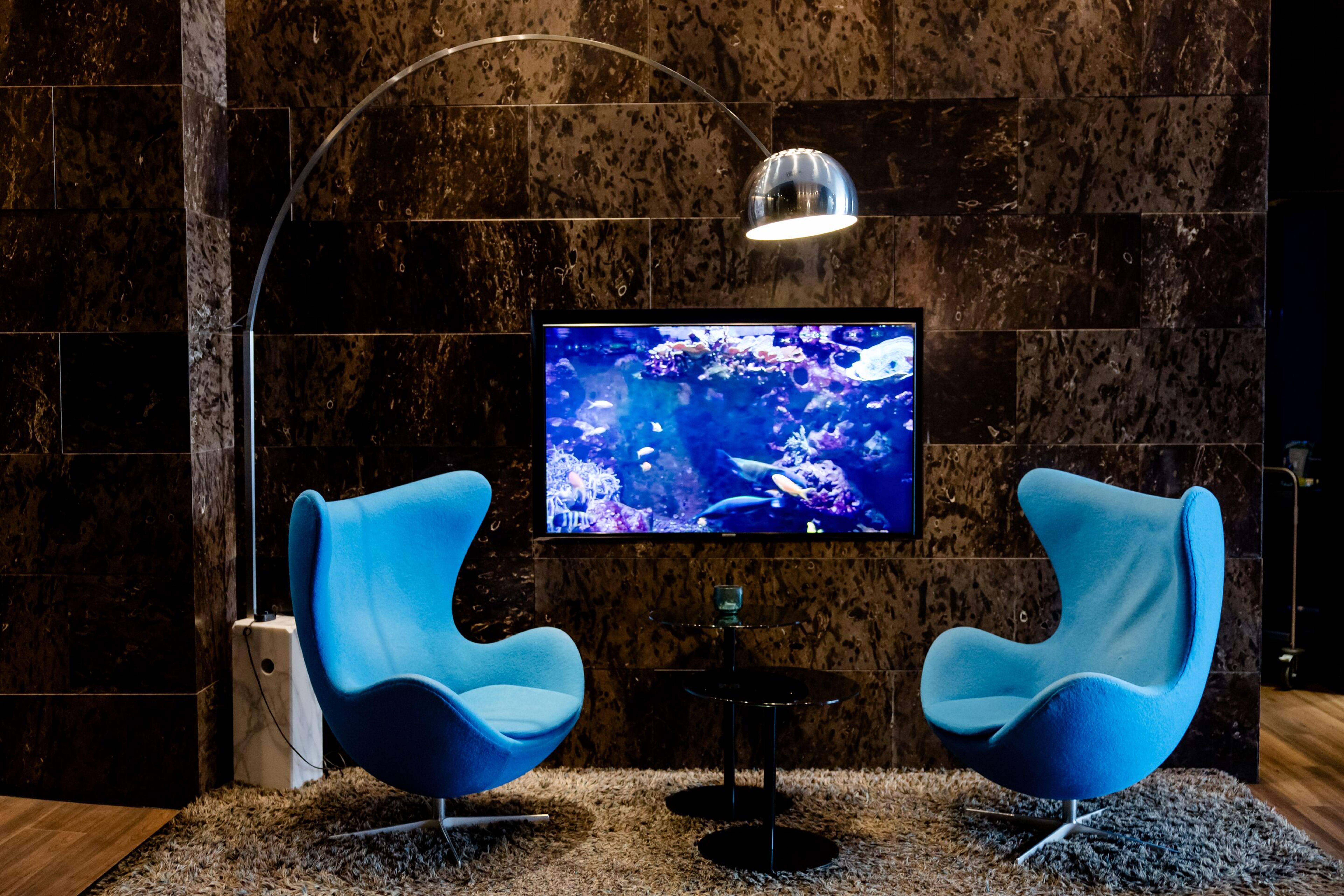 designhotel Prague Florentinum Motel One eggchair and tv designhotel Prague Florentinum Motel One eggchair and tv
