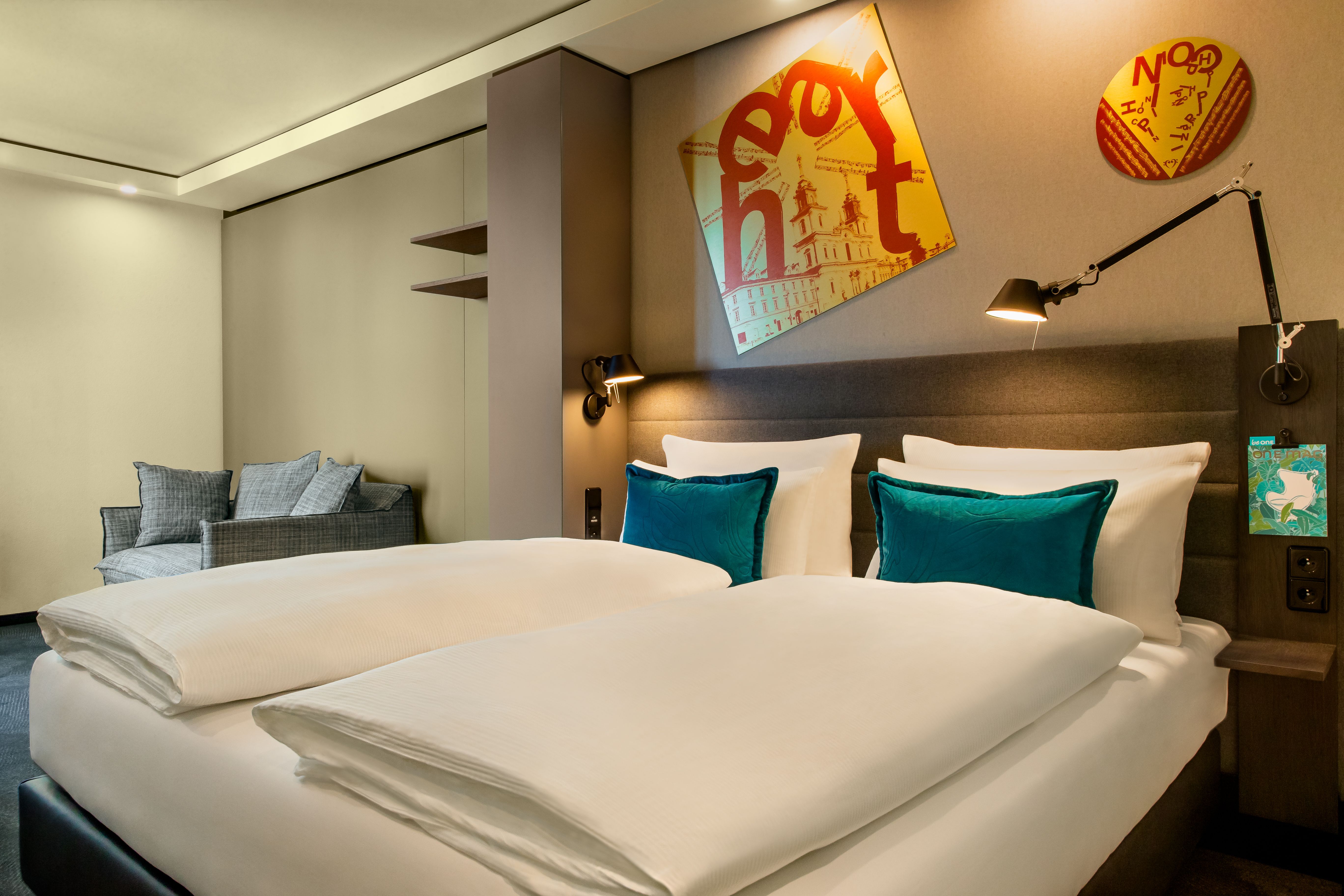 designhotel Warsaw Chopin Motel One spacious hotel room with large double bed