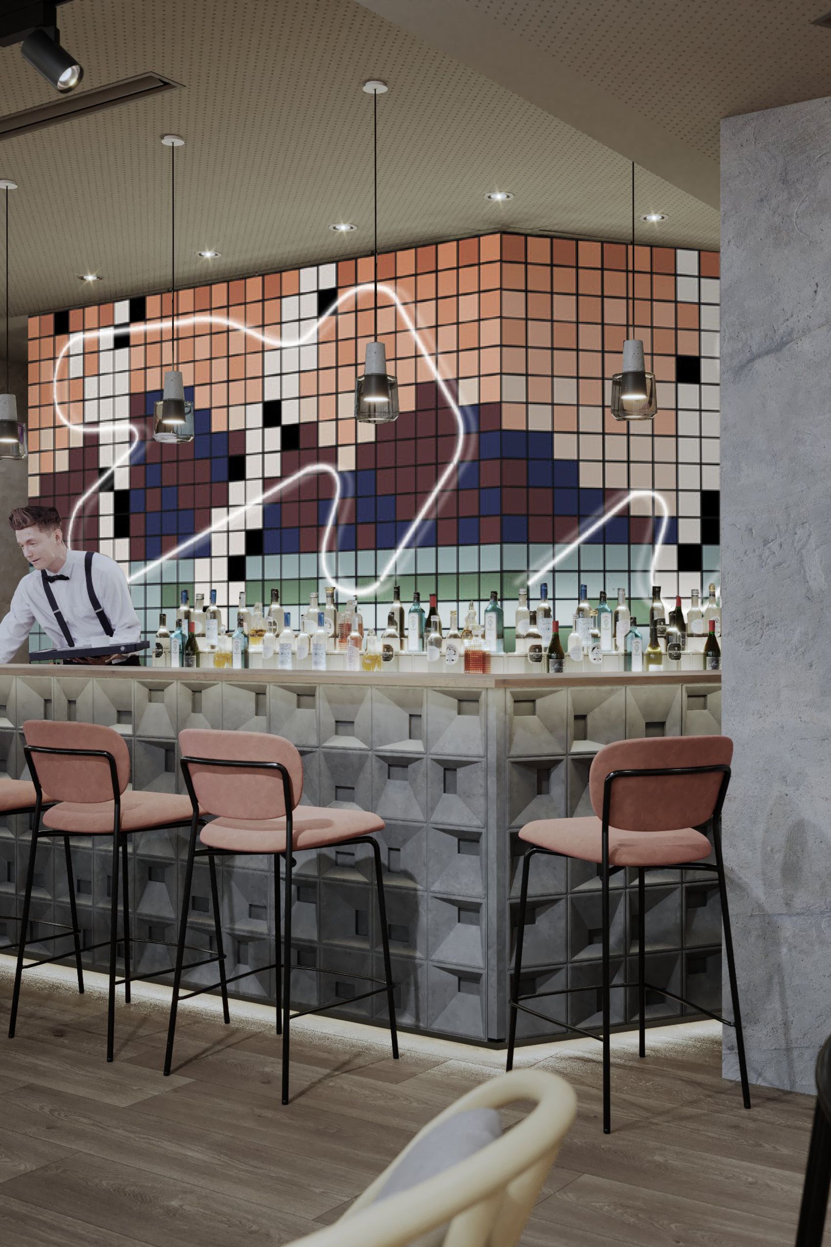 hotel Vienna Danube City Motel One rendering bar