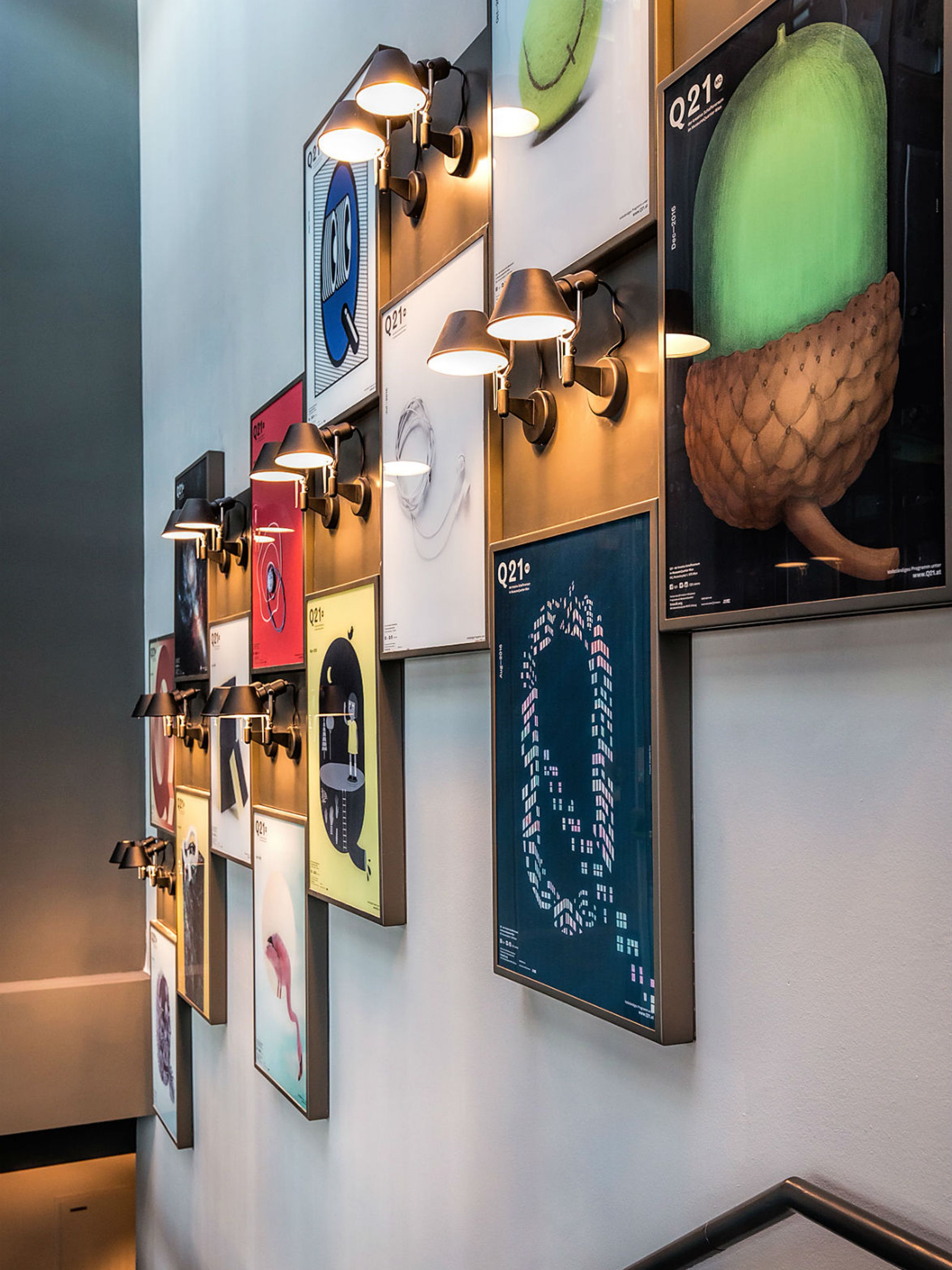 Designhotel Vienna Westbahnhof Motel One stairwell with pictures on the wall