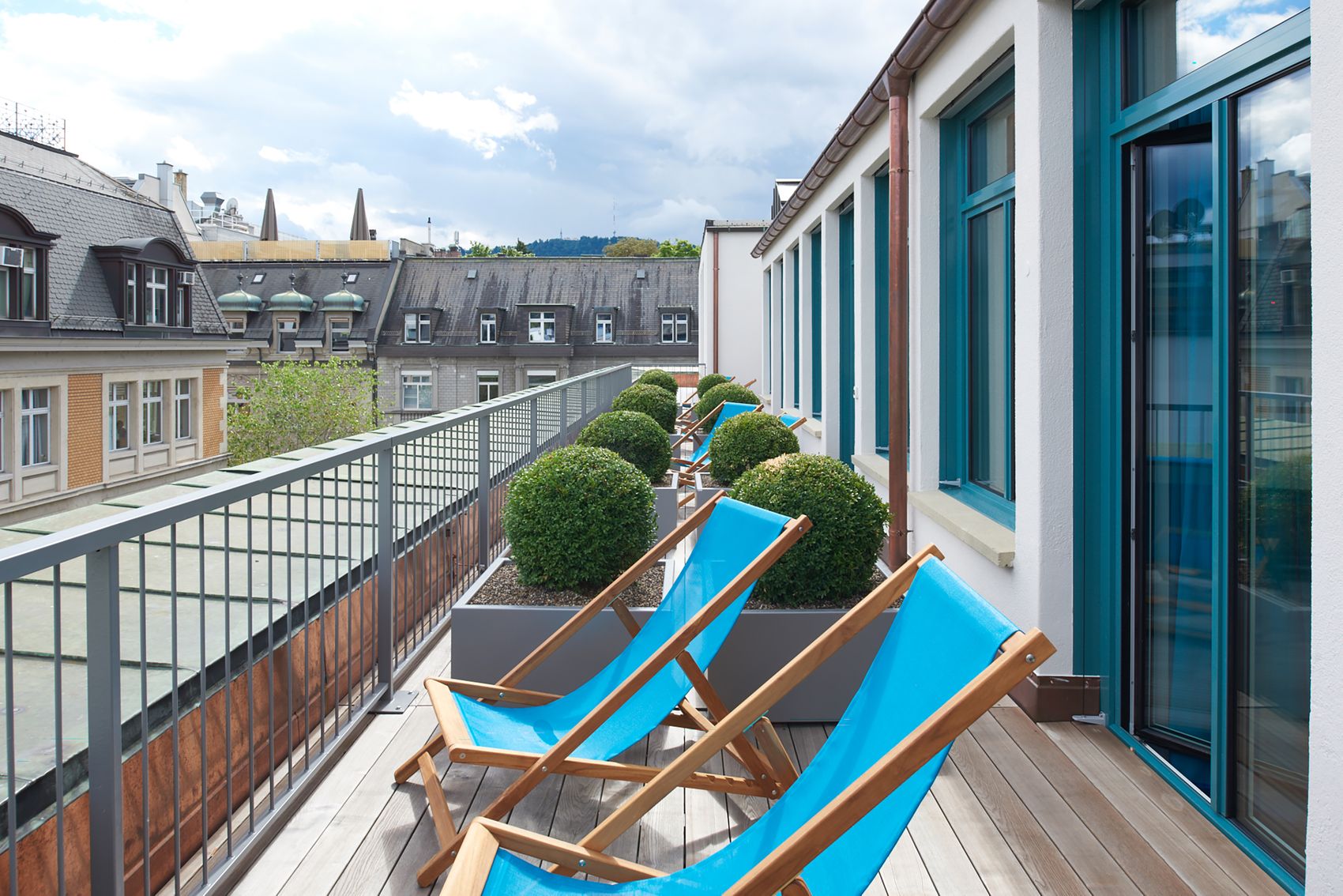 Hotel Motel One Zürich Blick auf Zimmerbalkon