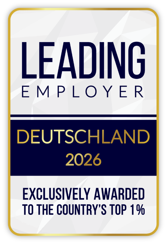 Auszeichnung „Leading Employer Deutschland 2026“ für die besten 1 % der Arbeitgeber im Land.