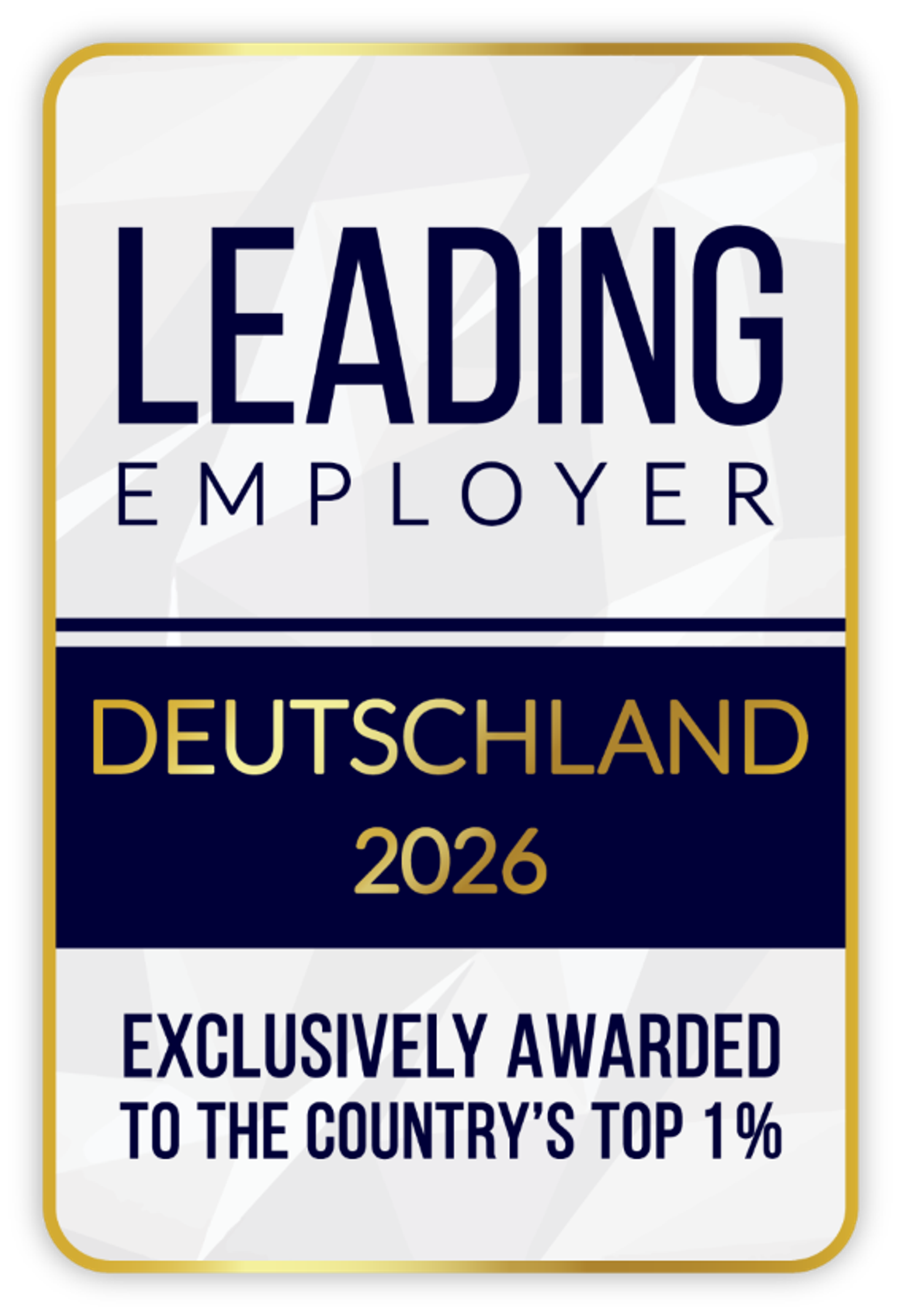 Auszeichnung „Leading Employer Deutschland 2026“ für die besten 1 % der Arbeitgeber im Land.