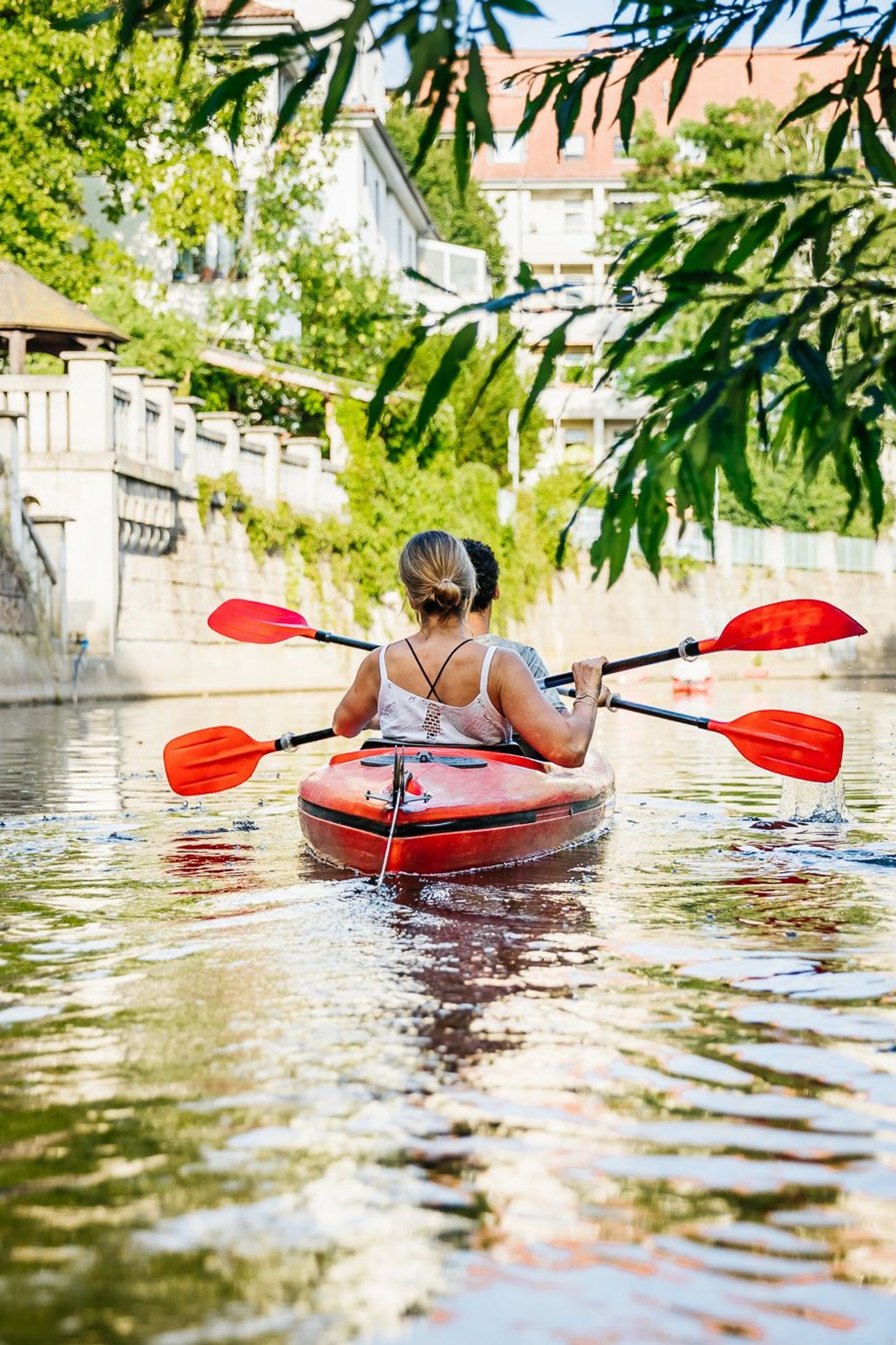 Motel One Two People Paddeling in a Kanu in Leipzig