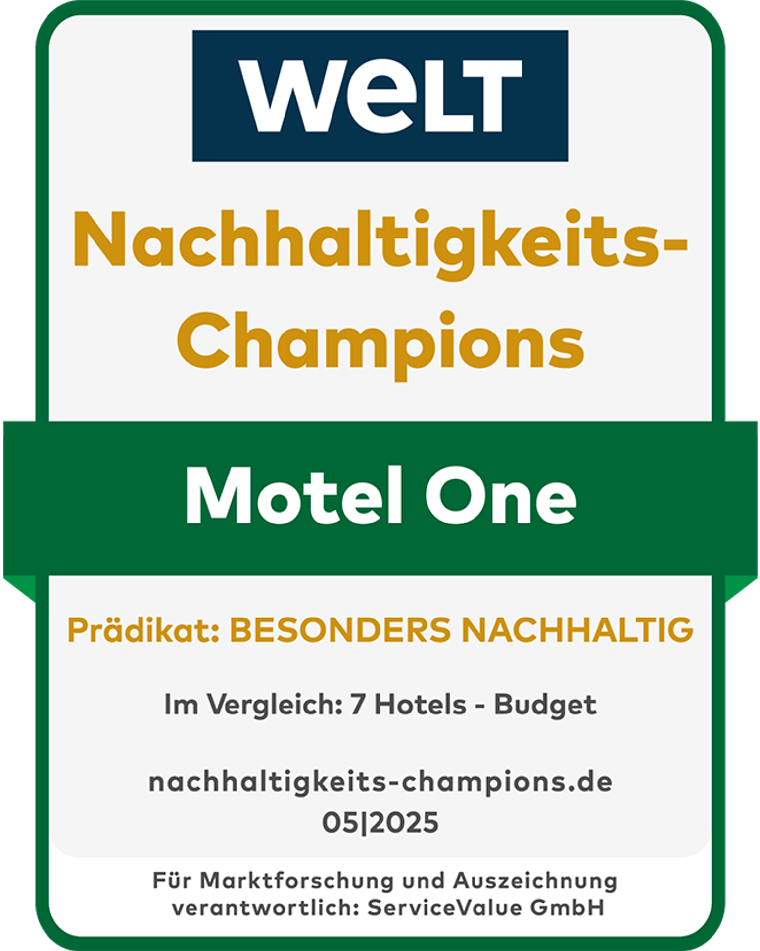 Nachhaltigkeits-Champions Award Motel One 2025