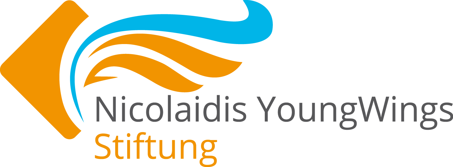Logo der Nicolaidis YoungWings Stiftung, einer Organisation, die junge Menschen unterstützt, die einen Elternteil verloren haben.