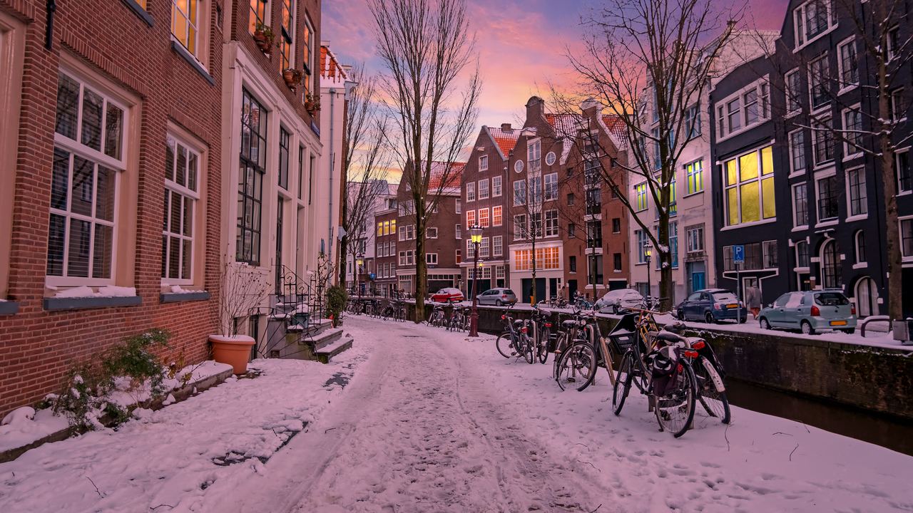 Motel One Amsterdam Bikes Winter Snow Calmcation