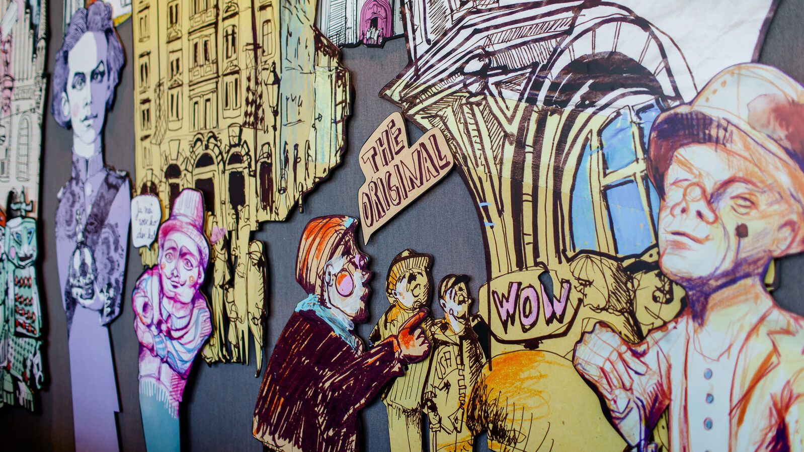 Hotel München Messe Motel One Nahaufnahme Kunstwerk an der Wand