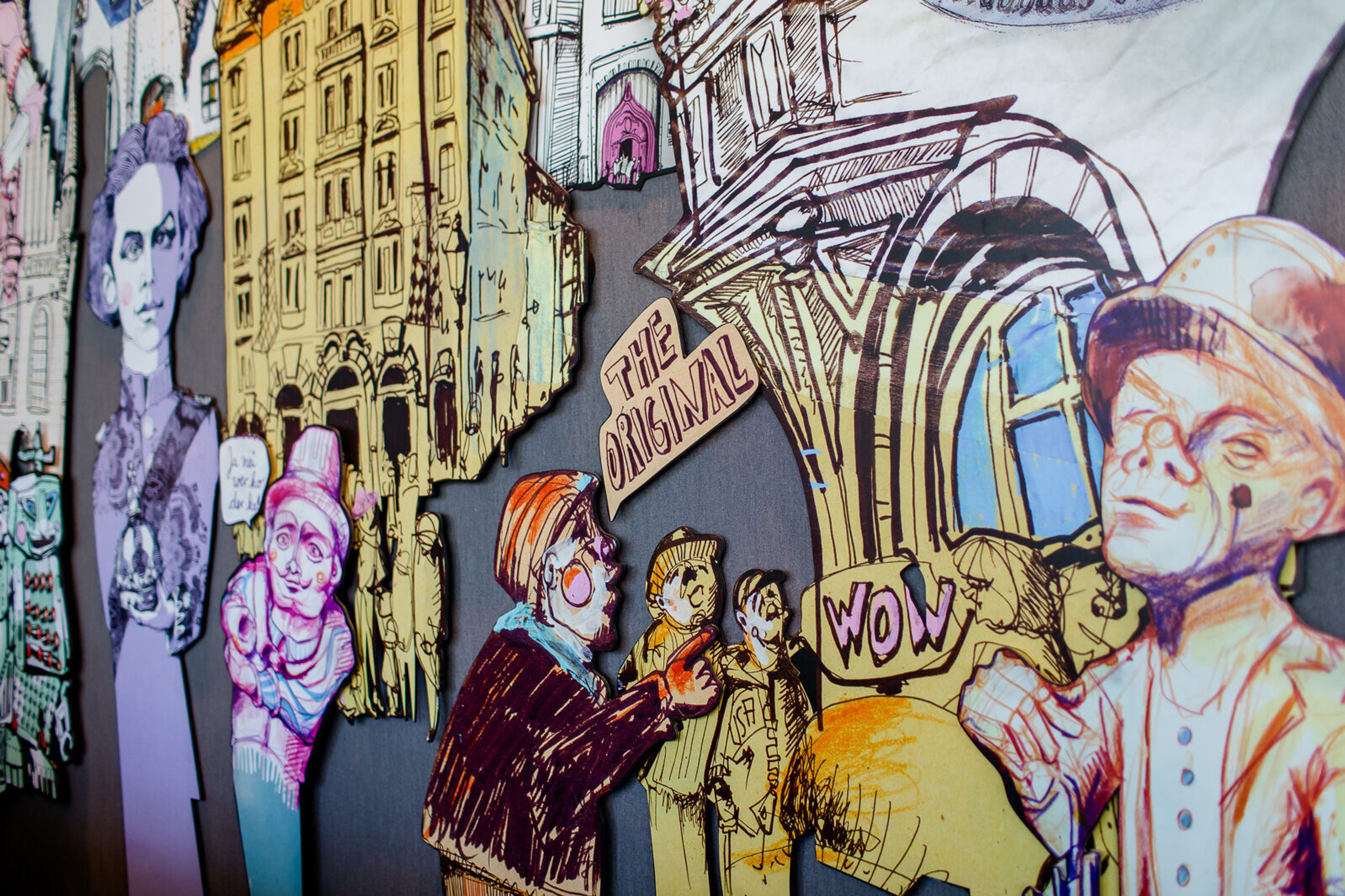 Hotel München Messe Motel One Nahaufnahme Kunstwerk an der Wand Hotel München Messe Motel One Nahaufnahme Kunstwerk an der Wand