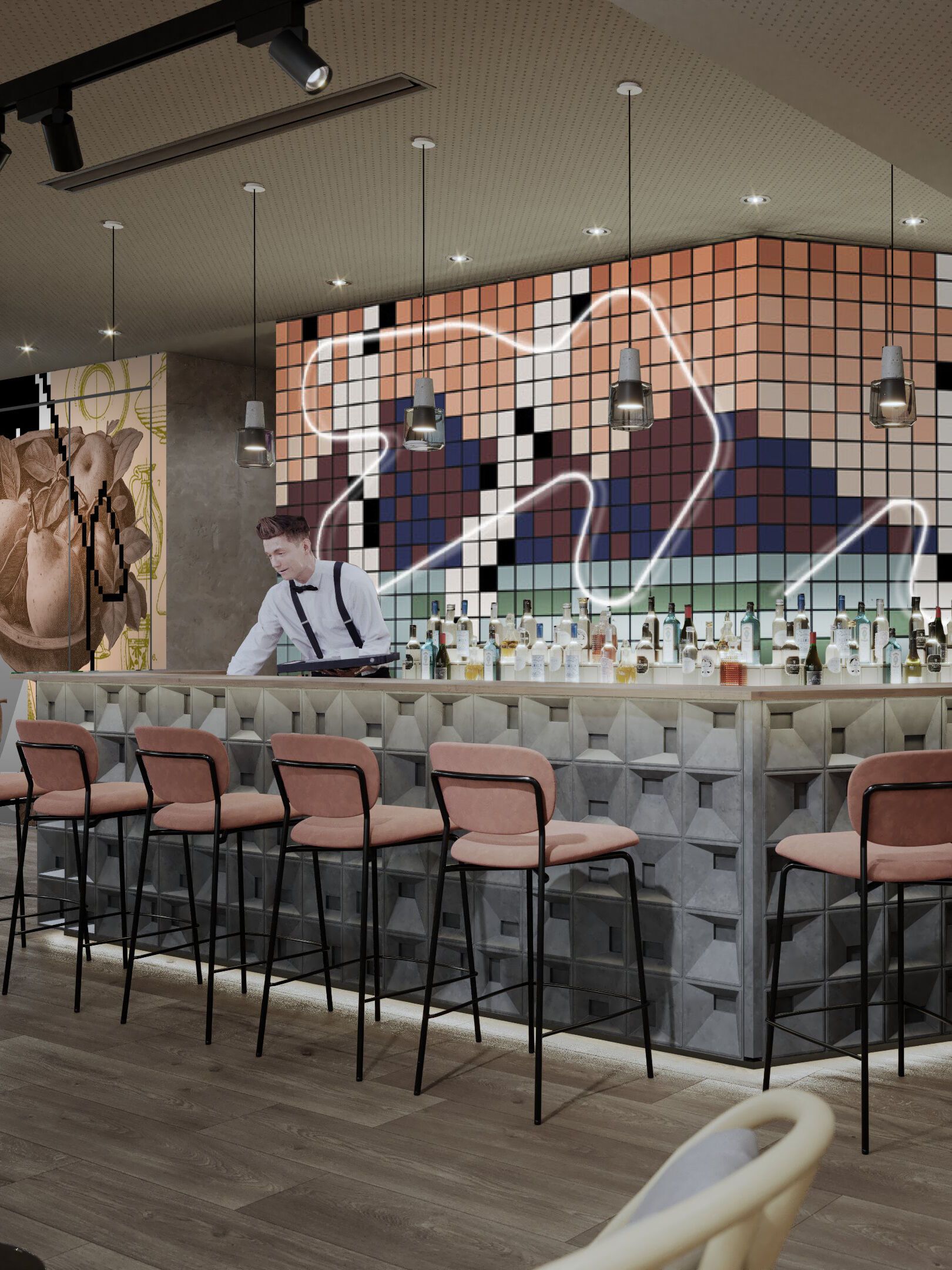 Hotel Wien Donau City Motel One Rendering Bar