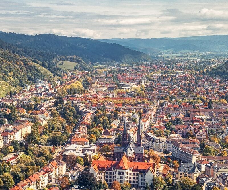 hotel Freiburg Motel One bird's eye view of the city