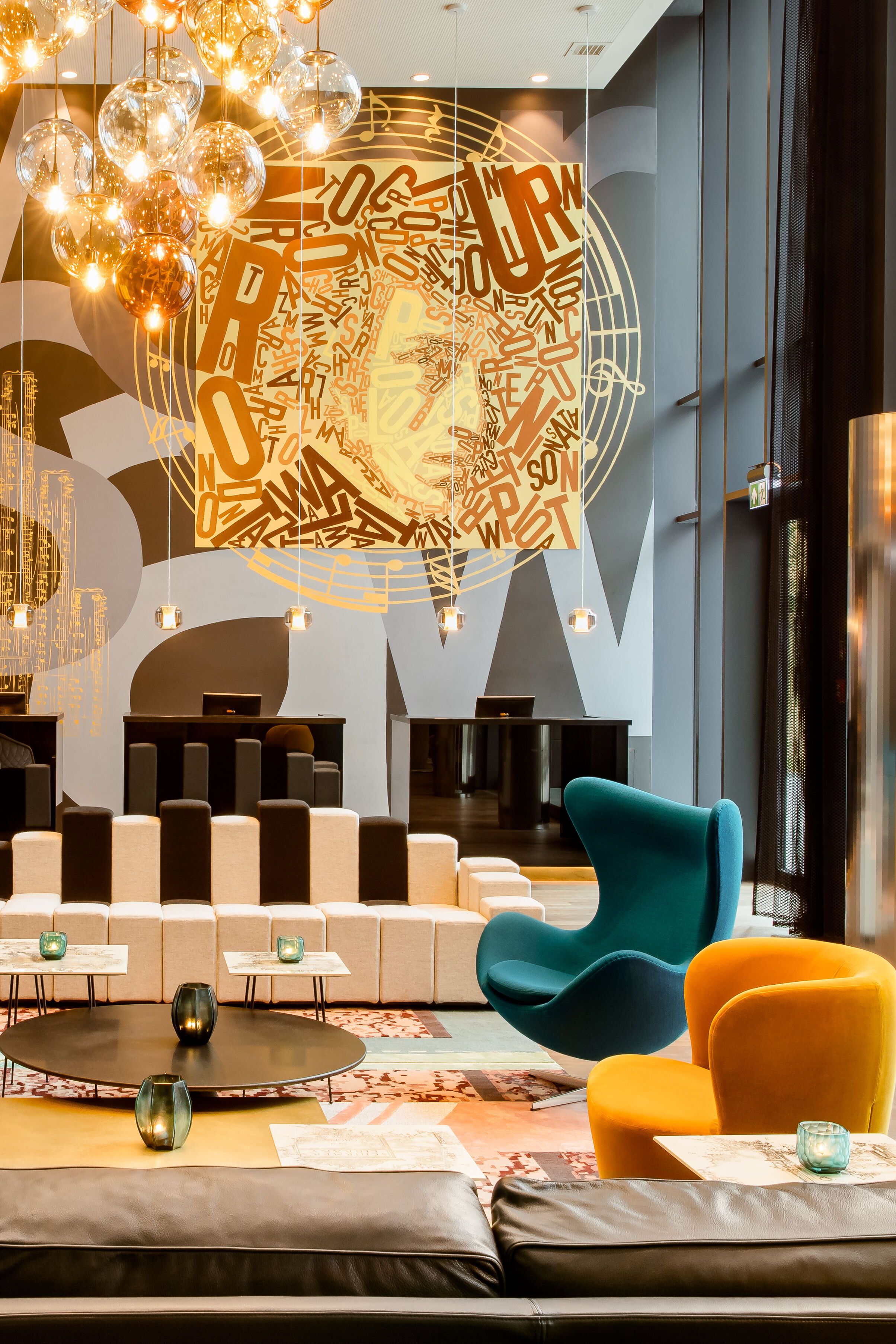 hotel Warsaw Chopin Motel One reception and lounge hotel Warsaw Chopin Motel One reception and lounge