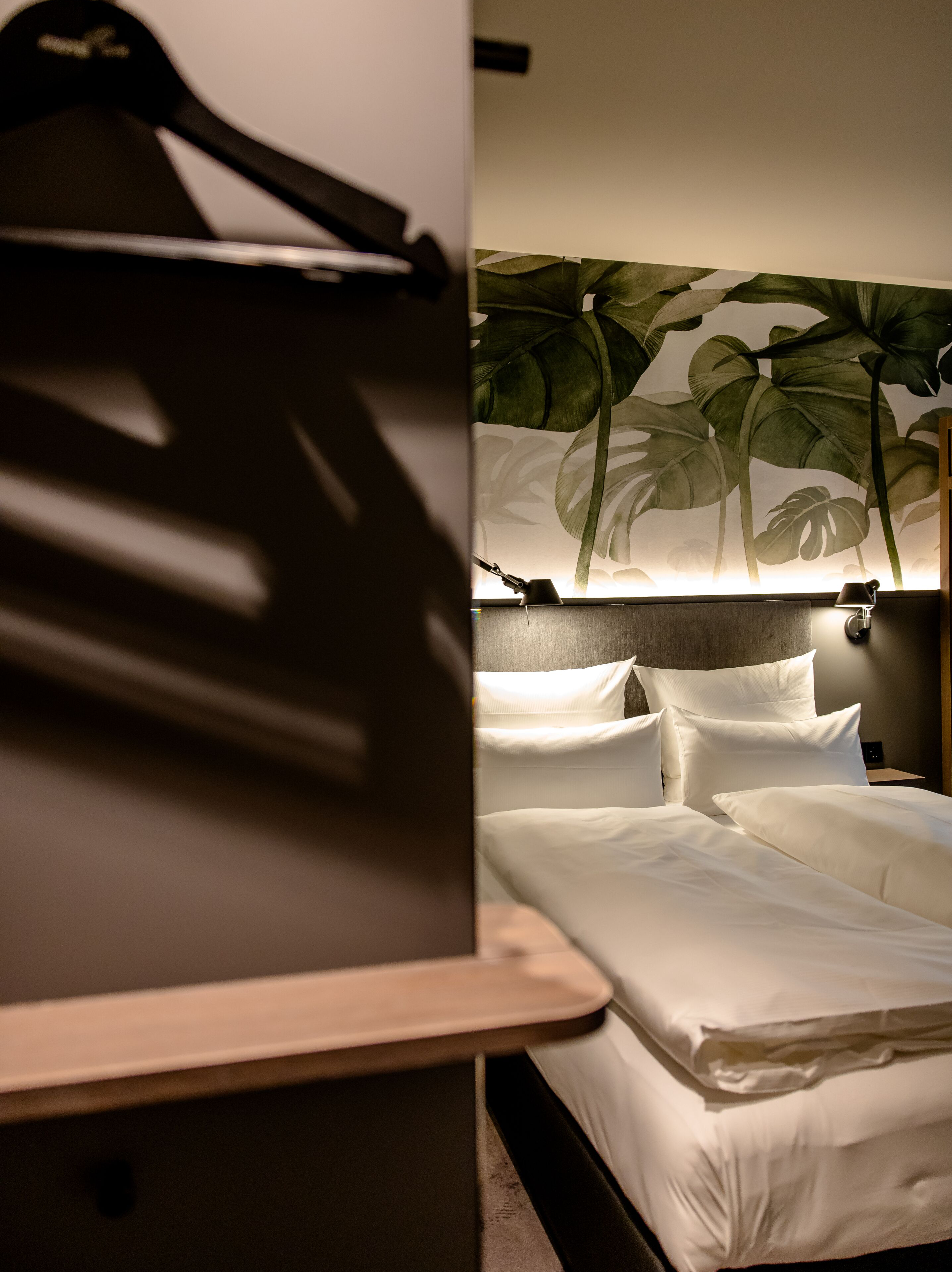 designhotel Munich Hauptbahnhof Motel One room with view to double bed designhotel Munich Hauptbahnhof Motel One room with view to double bed