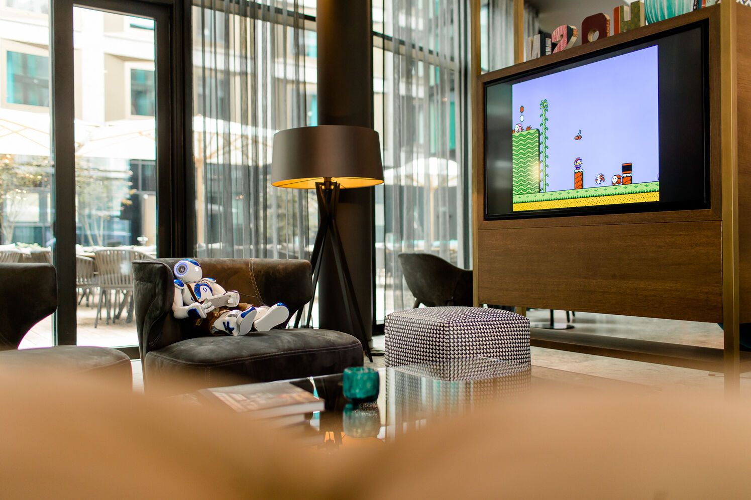 hotel Munich Parkstadt Schwabing Motel One lounge with TV