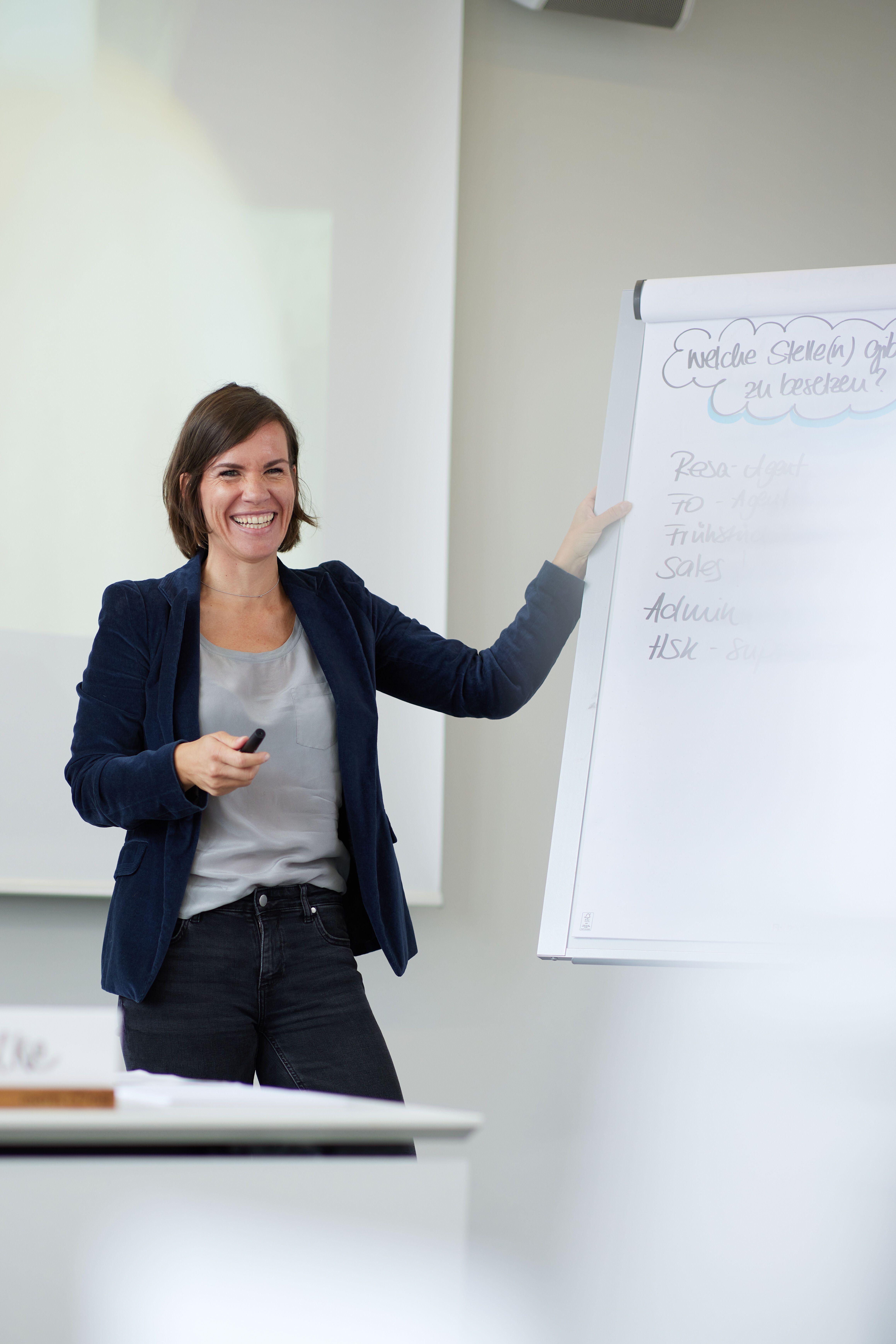 Head Office employee presenting during a meeting