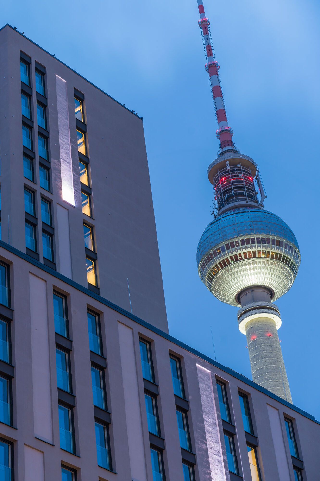 hotel Berlin Alexanderplatz Motel One facade and television tower in the background hotel Berlin Alexanderplatz Motel One facade and television tower in the background