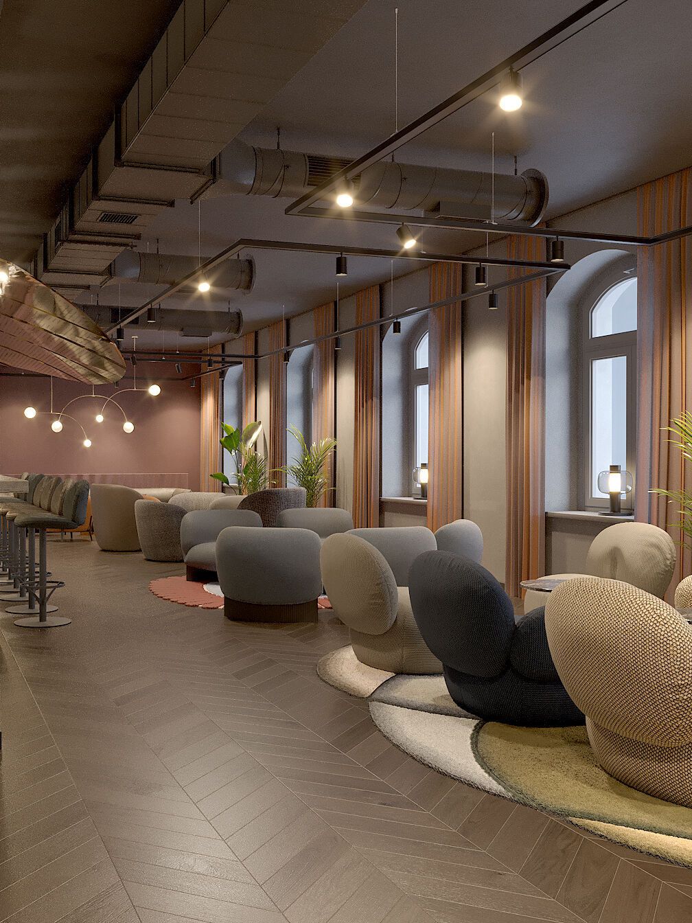 Hotel Frankfurt Metropolitan The Cloud One Rendering Lounge
