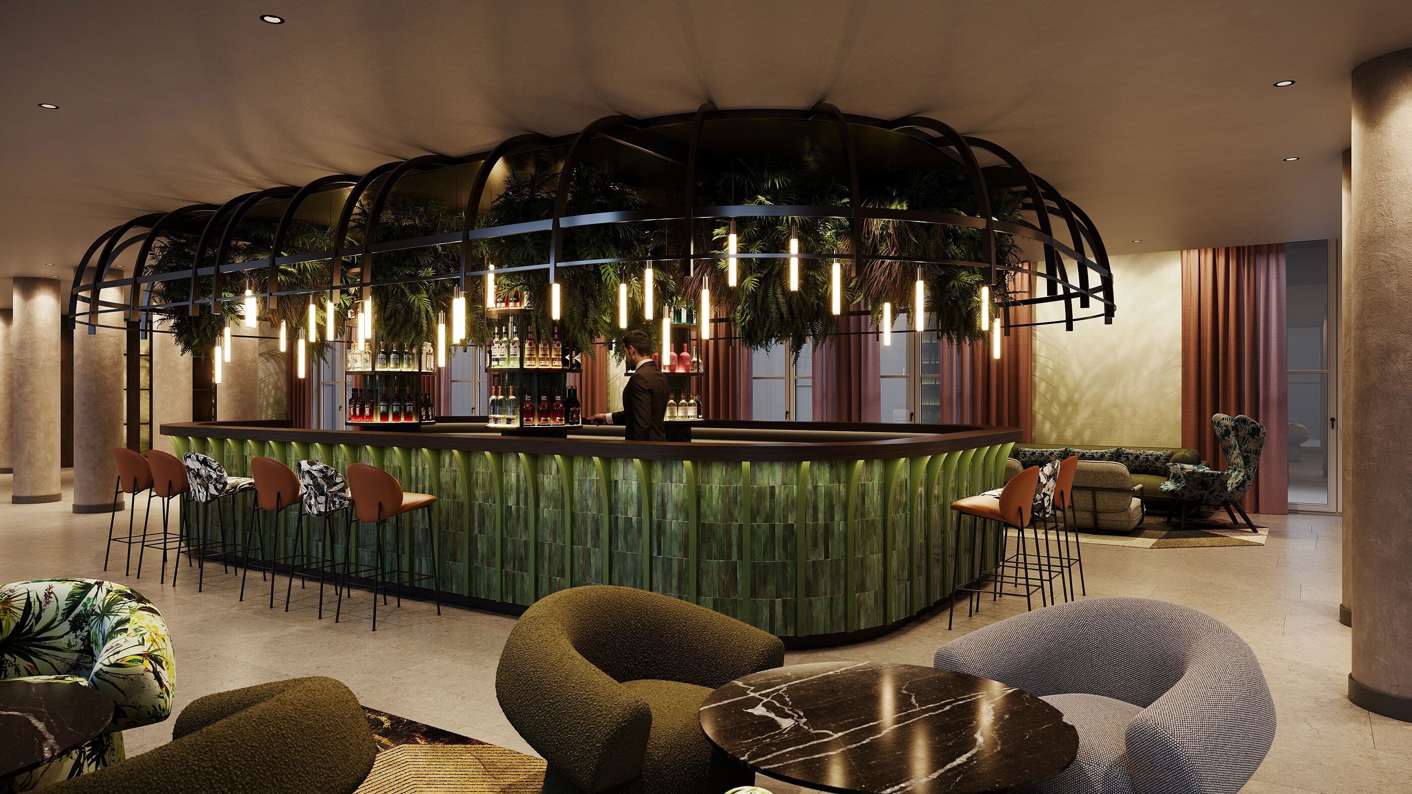 Hotel Frankfurt Hauptbahnhof Motel One Rendering Bar