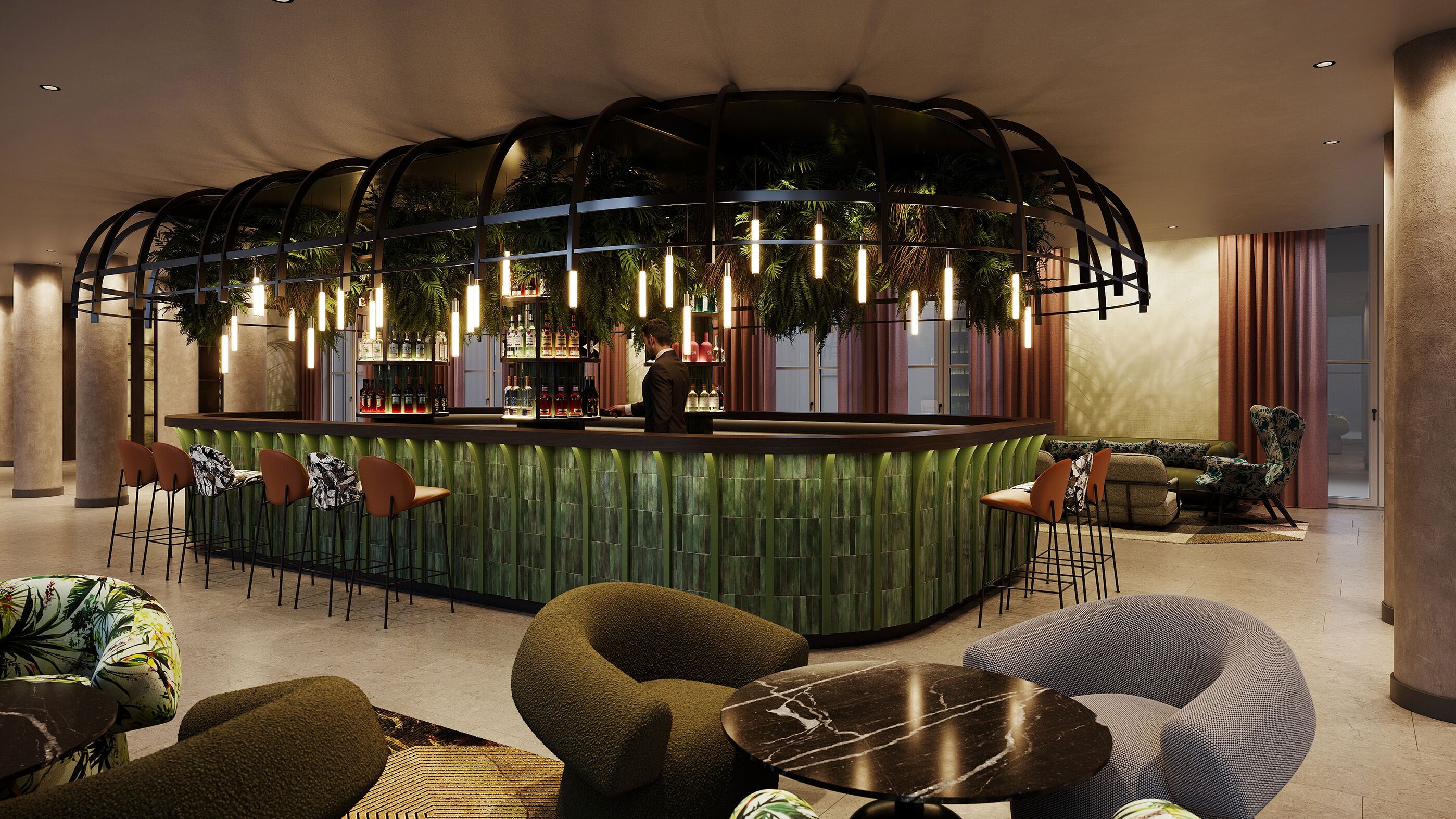 Hotel Frankfurt Hauptbahnhof Motel One Rendering Bar
